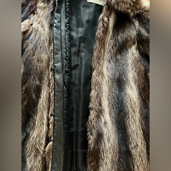 Vintage Natural Raccoon Fur Jacket 30” Let-Out Construction Small Collar Size M - Picture 12 of 15